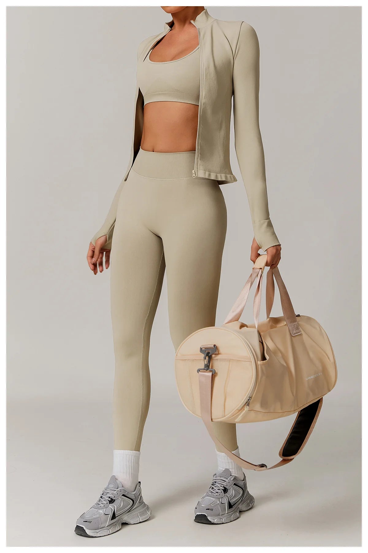 3 PCS Set 7 Colors Private Label Seamless Yoga Suit Women High Waist Scrunch Butt Lifting Tight Leggings Zip Jacket Gym Fitness Outfit Outdoor Running Activewear Set Women Sports Clothing Supplies