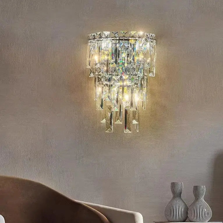 Home Villa  Modern Luxury Crystal Bedside Wall Lamp Living Bedroom Background Decoration Wall Fitting Hotel Lobby Corridor Wall Light