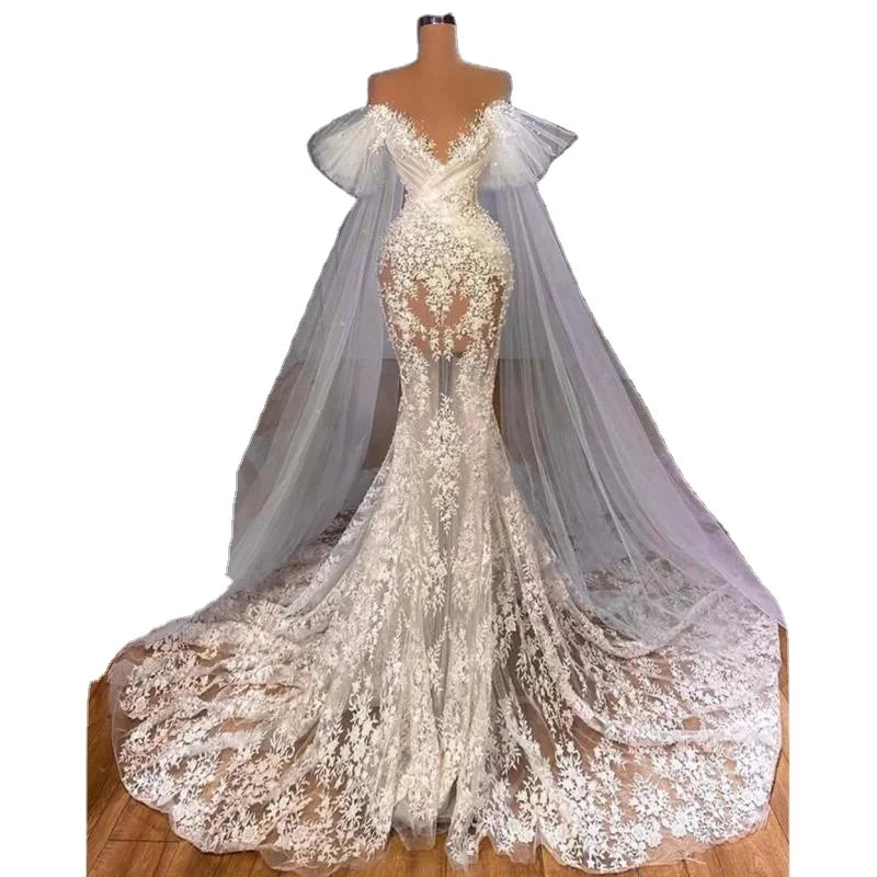 Boutique Gala HOT SALE Most Popular Luxury Wedding Dresses Luxury Pearl Lace Elegant Designers Nigeria Mermaid Wedding Dress Bride Evening Wedding Prom Party Bridal Gown Ladies Luxury Apparel Supplies