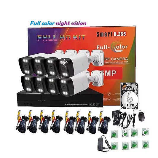 TOP SALE (Few Units Left) Fortify Your House Wired Android Wi-Fi Camera DVR Kit 8 Camera 1080P Full Color 1TB 3.6mm Lens Motion Detection Store Using CCTV Kit Home Business Shops Shopping Mall Security Supplies