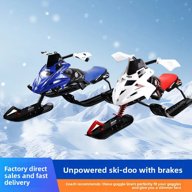 NEW Arrivals Adults Children Outdoor Sled European-American-Style Motorcycle-Inspired Sledge  Snow Scooter Winter Sport Supplies