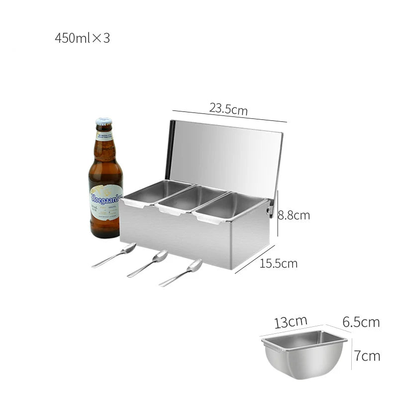304 Seasoning 3/4/5.6 Professional Boxes Top Quality Stainless Steel Ingredients Organizer  Box Cheese Sauce Salt Sugar Storage Box Spice Jar Baking Tool Home Kitchen Accessories