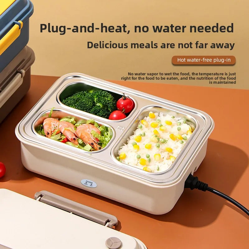 Outdoor Travel Camping Beach Office Students Electric Heating Lunch Dinner Box 304 Stainless Steel Inner Liner - Constant Temperature Lunch Box for Portable Food Heating Storage