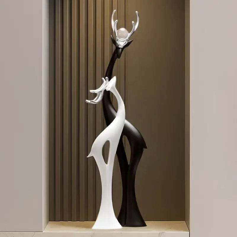 NEW Villa Home 67x45.5CM Entryway Art Decor Sculpture Entrance Hall Stands Tall to Attract Wealth and Good Fortune the Deer Ornament Exudes a Sense of Luxury Sculpture Home Decoration Supplies