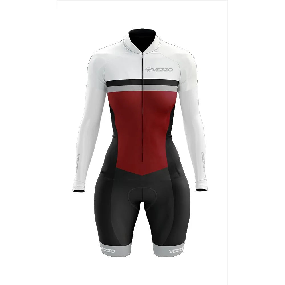 NEW Arrivals Women S-4XL Kids XXS-XS Girls Professional PRO Team VEZZO Female Long Sleeve Cycling Jumpsuit Breathability Lycra Fabric Bicycle Jersey*s Skinsuit Triathlon Suit Sports Fashion Clothing Supplies