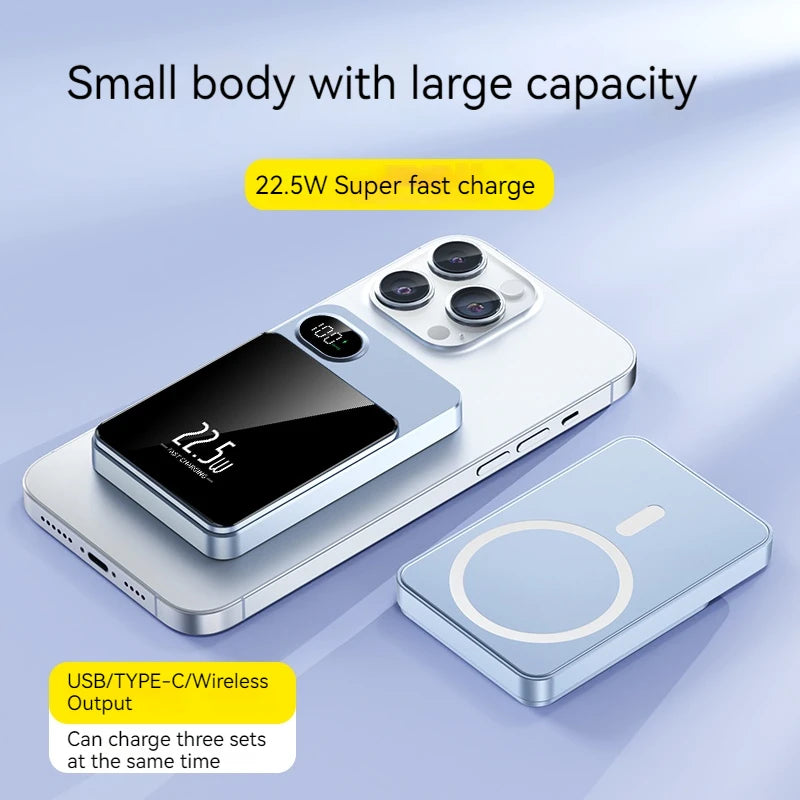 Sell Well  PD20W TYPE-C Quick Charge 5000mah Wireless 15W Fast Charge  Portable Mini 10000mAh Magnetic Q9 Power Bank for Phone