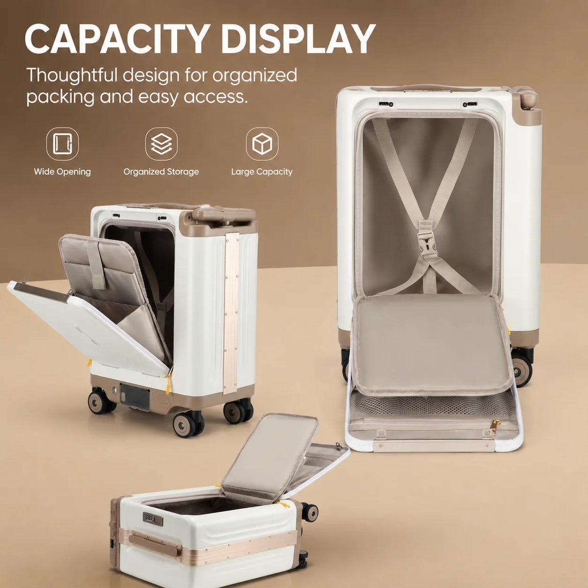 Silver/White/Black Color USB  Smart PC Carry-On Luggage Riding 20 Inch Electronic Scooter Suitcase  with Laptop Packet Cup Aluminum Frame Spinner Caster Airport Scooter Suitcase Holidays Travel Supplies