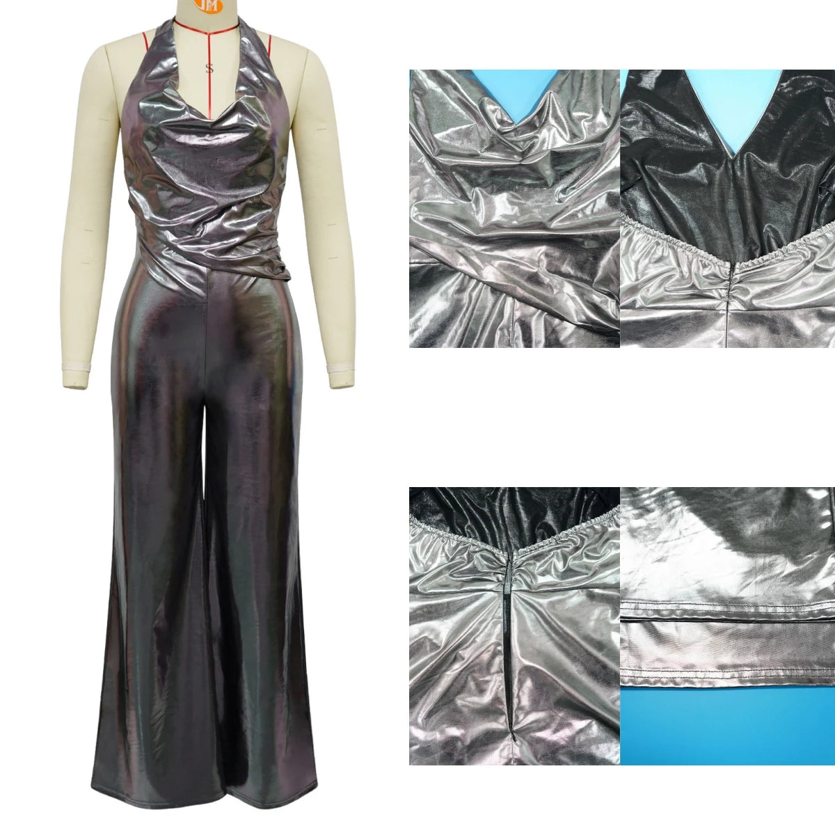 New Arrivals S-2XL Women Jumpsuit  Trendy Fashion Shiny Evening Party Night Clubwear Backless Sexy Jumpsuit