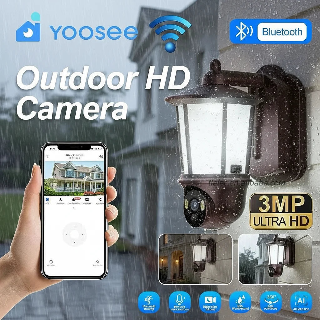 NEW Arrivals Home Villa Floodlight AI Camera 3MP HD Wi-Fi Smart Security PTZ IP  360 Degree Panoramic Two-Way Intercom Outdoor Garden Light Camera Home Security Supplies