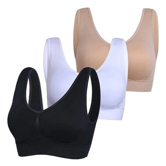 3pcs/set Yoga Running Bra with Removable Pad Seamless Push Up Women Plus Size S-5XL Underwear Wireless Fitness Sports Bra