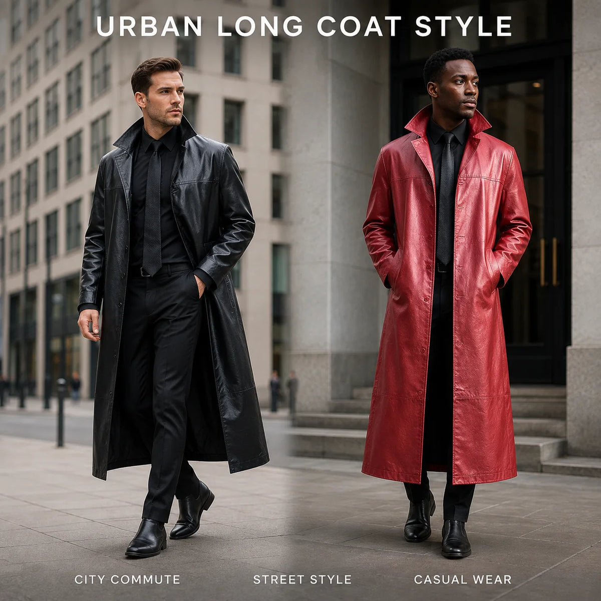 BEST PRICE 4 Colors S-5XL Plus Size Men Top Quality PU Leather Long Coat Slim Fit Trench Outerwear Windproof Single Breasted Turn Down Collar Winter Clothes Christmas Gift for Husband Lover Boyfriend