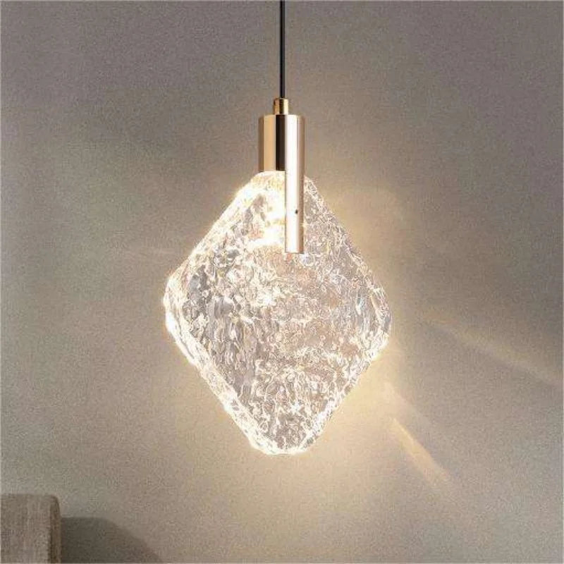 Home Villa Italian Modern Minimalist Exquisite Square Bedroom Living Room Transparent Crystal Chandelier Art Popular Bedroom Bedside LED Pendant Lights Home Lighting Supplies