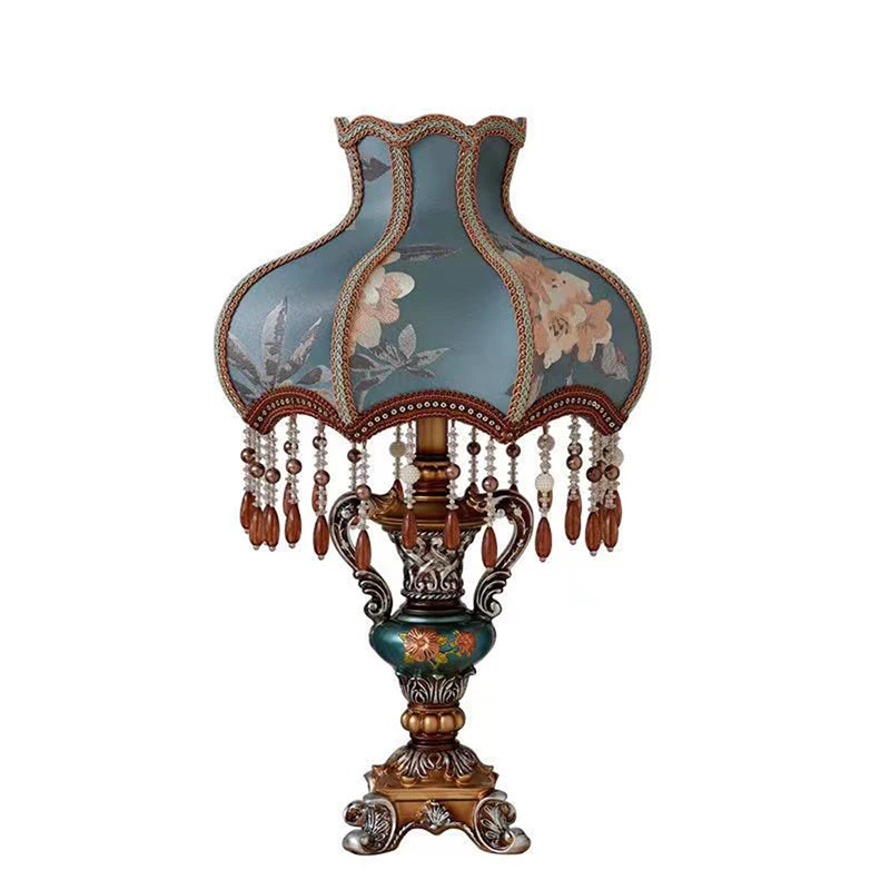Blue/White Color Home Villa Hotel Luxury Crystal Lampshade European Table Lamp Luxurious Living Room Bedroom Study Villa Hotels LED Retro Creativity Bedside Desk Light
