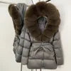 BEST PRICE 15 Colors European High End Winter Hoodie Warm Midi Length Large Real Natural Silver Red Fox Fur Thick Bubble Coats Down Coat Snow Outerwear Parkas Jackets Women Winter Apparel Supplies