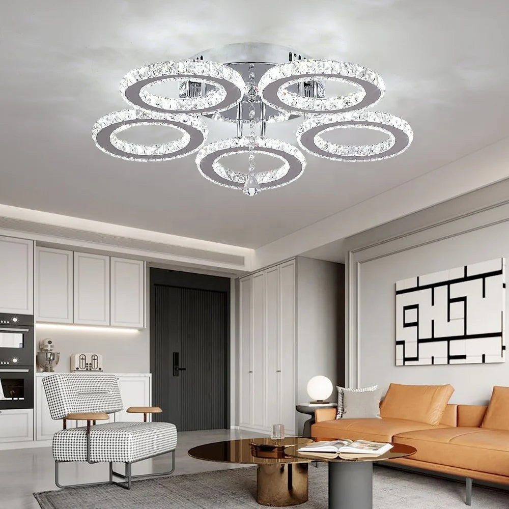 NEW Arrivals Home Living Room 3000K-6000K Color Changeable Crystal Lamp APP Remote Control Led Smart Ceiling Light