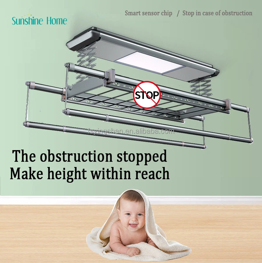 TUYA APP Control Wi-Fi 5 Colors Home Indoor Outdoor Smart Clothes Electric Dryer 18W-220V Retractable Automatic Clothes Line Electric Drying Ceiling Rack Hanger Aluminum 0-1.3m 1.3m Clothing Supplies