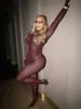 3 Colors Sexy Fashion Women's Hot Clothing Boutique Gala See Through Jumpsuits Sexy Night Club Evening Beach Party Wear Long Sleeve Backless One Piece Jumpsuit Ladies Sexy Apparel Supplies.