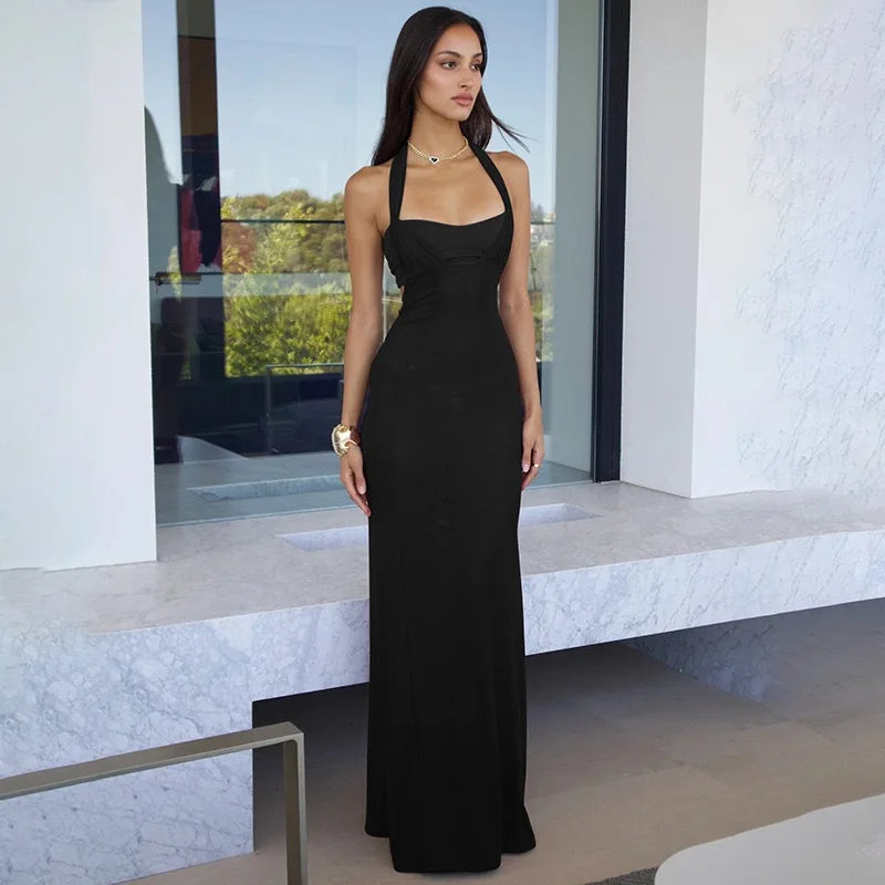 NEW Arrivals Black/Red Color Sexy Elegant Backless Sexy Maxi Dress for Women Fashion Lace-Up Sleeveless Bodycon Night Club Party Evening Long Dress Women's Apparel Sexy Clothing Supplies