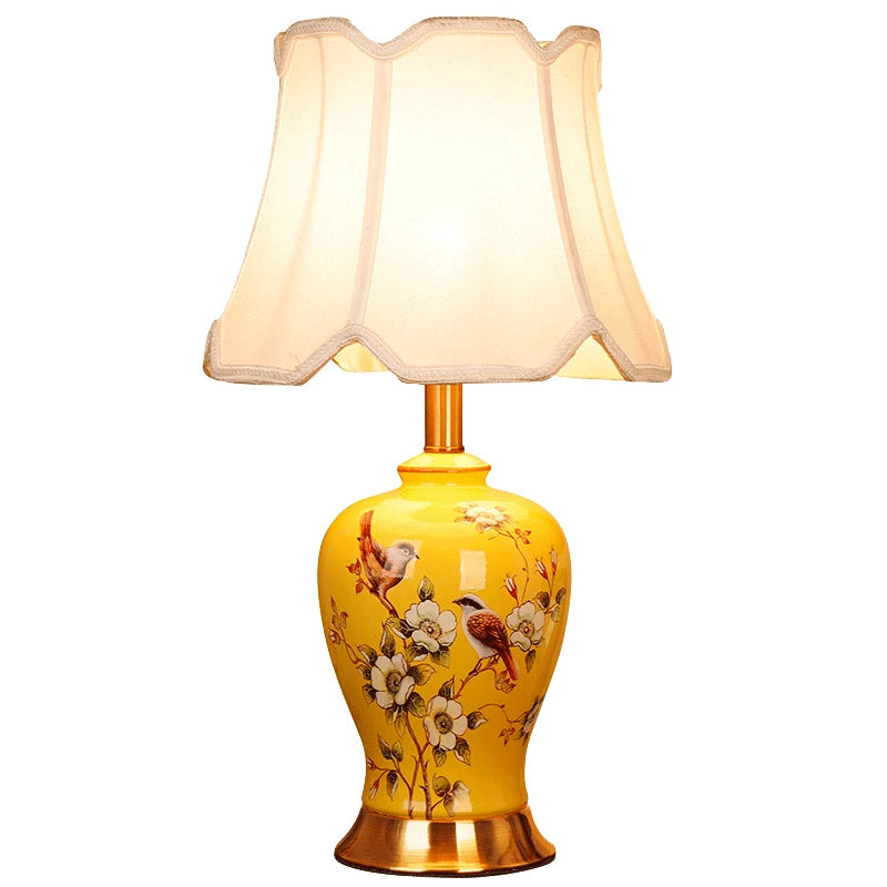 Home Villa Hotel Living Room Bedside Luxury Lampshade 100% Ceramics Contemporary Ceramics Table Lamp American Style Living Room Bedroom Bedside Desk Light Hotel Art Decorative Lighting Accessories.