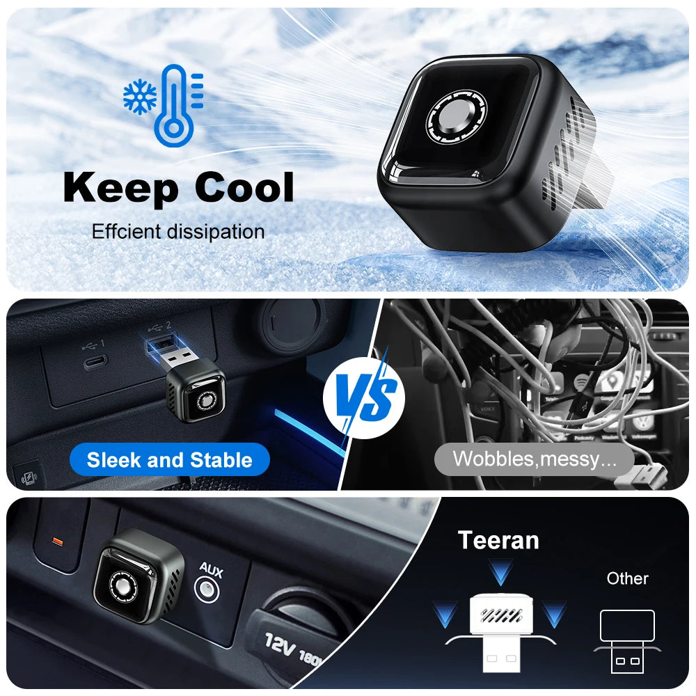 Car Wireless Adapter Wi-Fi Faster Speed Smart USB Type C Carplay Android Auto Adapter Upgrade Plug & Play Dongle Easy Use & Stable and Fast Connection