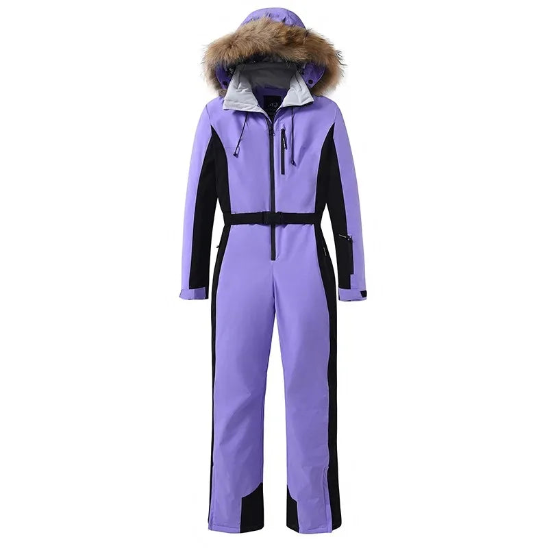 8 Colors S-2XL Customizable Size Professional Alpine Skiers Fur Hooded Women's Slim Ski Pants Waterproof Breathable Windproof Winter Outdoor Mountain Snowboard Insulated Clothes