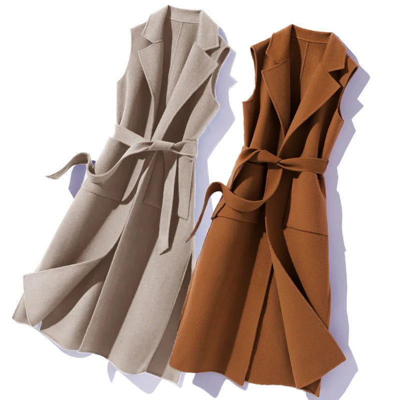 4 Colors S-3XL Very Thin Style Mid-Length Sleeveless Polo Neck Vest Women's Waist-Defining Casual Plus Size  Fashion  Casual Apparel Accessories