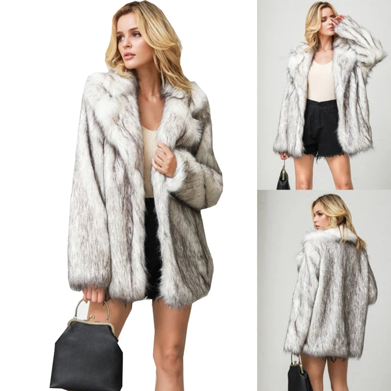 S-9XL Low-Price Sales are Very Limited NEW Arrivals Women's Evening Nightclub Party Fur Coat Faux Fox Fur Coat Winter Warm Snow Streets Outerwear European and American Sizes jacket Loose Cardigan Top Girls Ladies Luxury Fashi