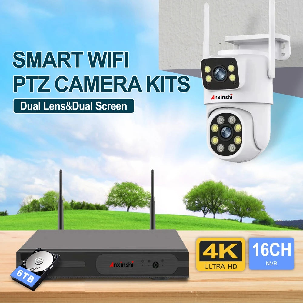 HOT SALE Villa Home Shopping Mall Business Professional 16ch 4k Android Windows 10/11 Wireless Wi-Fi Connection PTZ Dual-Lens Smart Human Shape Detection CCTV Surveillance Kit Waterproof Mobile Phone Remote Viewing Security S