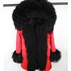 12 Colors S-2XL 100% Real Rex Rabbit Fur Mid Jacket & Big Raccoon Fur Collar Coat Natural Rabbit Fur Lined Long Parka Coat Snow Boots Outerwear Windproof Jackets Ladies Winter Clothing Supplies