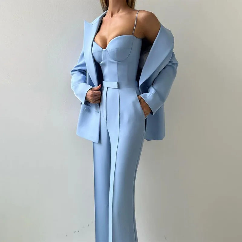 3 PCS Set Boutique HOT Sale Spring/Autumn  New Fashion Temperament Sexy Commuter Suit Corset Pants Jacket Women's Blazer Suit Ladies Sets Luxury Clothing Supplies.