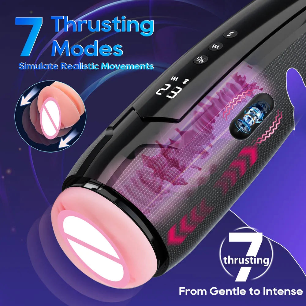 NEW Arrivals 3 in 1 Electric Aircraft 7 Heating Oral Sucking Thrusting Vibration App Remote Control Male Masturbation Cup Adults Sex Toys Supplies