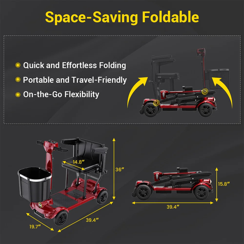 New Disabled 4 Wheels Electric Mobility Scooter Travel Mobility Scooter Handicapped Electric Power Scooter for Elderly