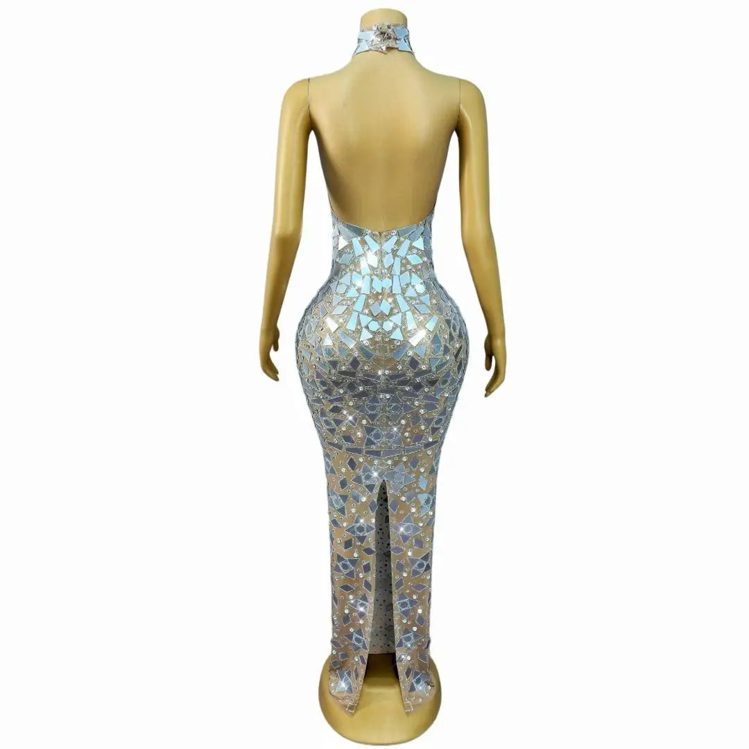 Luxury Mirror Glitter Sequin Celebrities Red Carpet Wedding Guest  Evening Party Night Clubwear Prom Sexy Long Maxi Dress Ladies Business Dinner  Backless Rhinestones Crystal Beaded Gown Ladies Luxury Formal Apparel Supplies