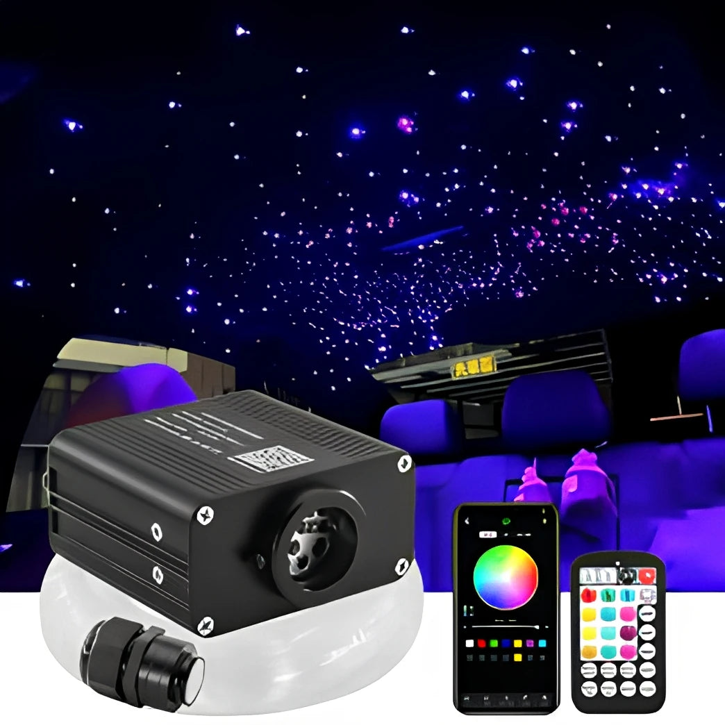 Car & Home Use APP/Remote Control Projector Twinkle 16W Fiber Optic Star Headliner Premium 600 Piece Starlight Atmosphere Headliner Kit for Car Roof Ceiling Home Living Room Night Party .
