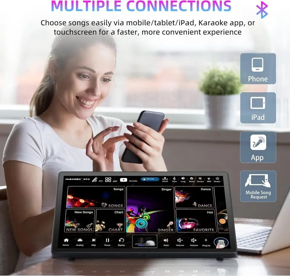 HOT SALE 5 in 1 Professional Karaoke Sound System  KD9Max HD Karaoke Monitor Machine Speakers +karaoke System +15.6'' Touchscreen +mixer +2 Wireless Mics +Double System +2G