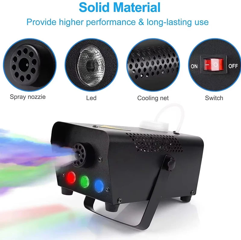 NEW Arrivals Professional Mini 500W LED Electric Wireless Remote Control Fog Machine R/G/B Stage Party Bar Wedding Birthday Party Special Events Smoking Machine