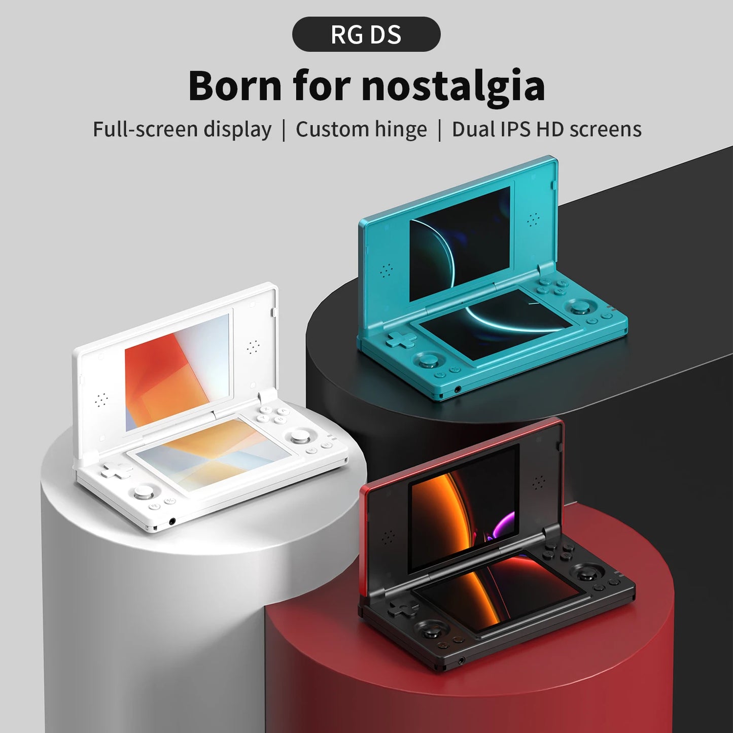 HOT SALE Only Few Units Left RG DS Portable Android Gaming Console Flip Cover Touch Dual Screen 4.0-inch Handheld Game Players 3DS PSP Emulator