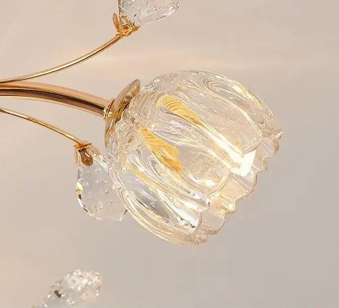 Villa Home Living Room Modern Crystal Ceiling Light American Minimalist Crystal Ceiling Light Restaurant Living Room Flower Crystal Ceiling Light