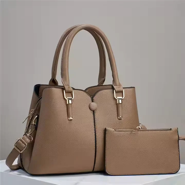 2 PCS Set 8 Colors Female Luxury Classic Handbag Set Fashion Crossbody Shoulder Bag Big Women's Tote Bags