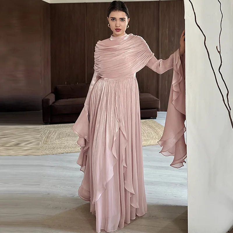 3 Colors Xs-3XL Plus Size Islamic Middle East Women's Breathable Handmade Luxury Abaya Dubai Custom Elegant Cross-Strap Slim Stand Collar Ankle Length Long Sleeve Formal Dress Gowns Muslim Ladies Religious Apparel Clothing Su