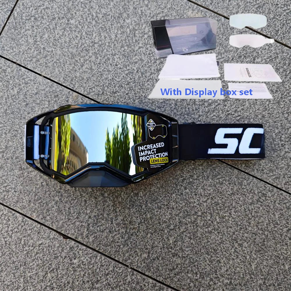 NEW American Motocross Motorcycle Top Quality Professional Goggles Halley Riding Eyewear Windproof Sports Glasses with Display Box Set
