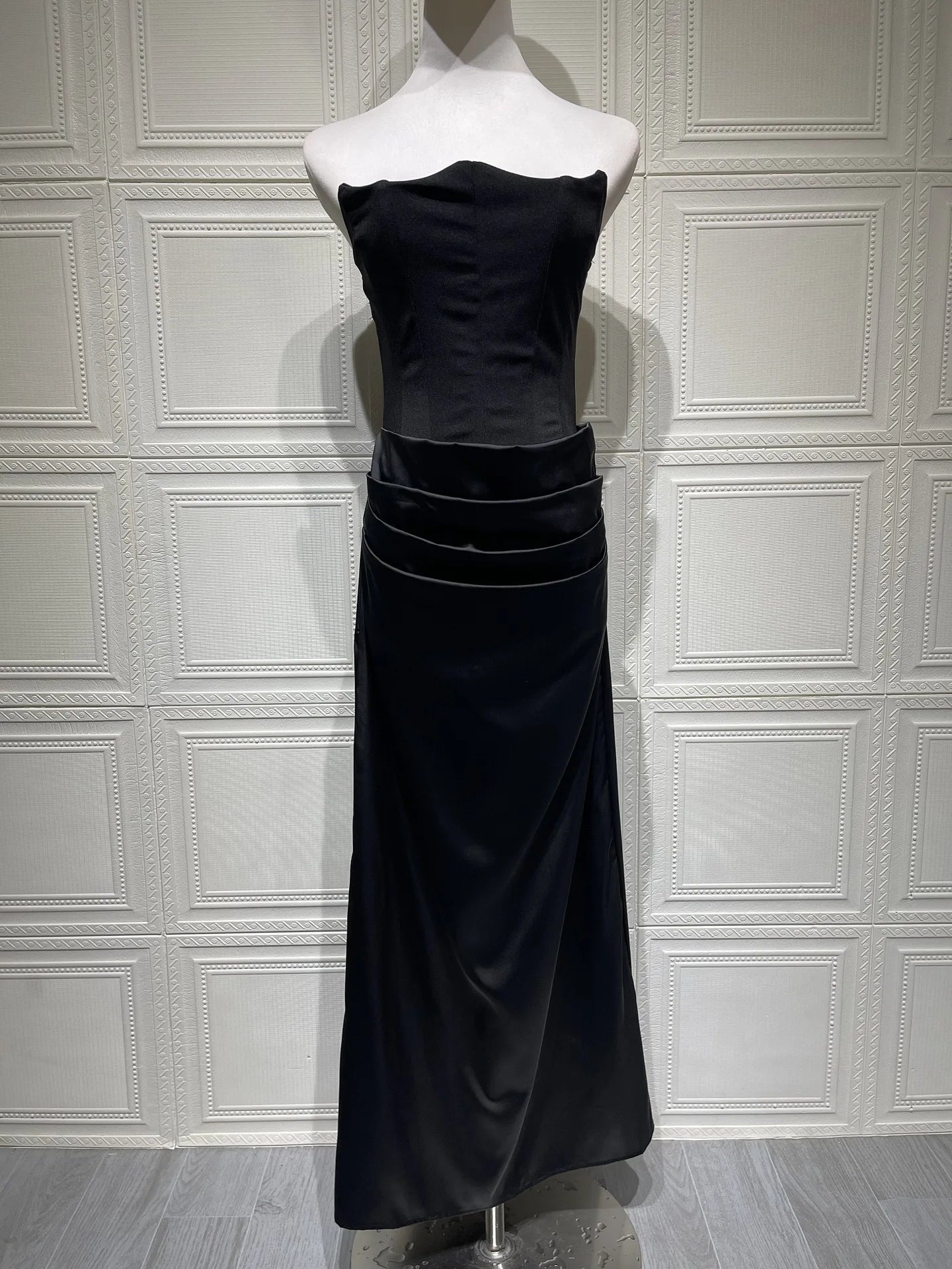 8 Colors Spring Summer Clothing Boutique Hot Sale Trending Women Sleeveless Tube Patchwork Satin Evening Maxi Dress Elegant Party Long Dresses