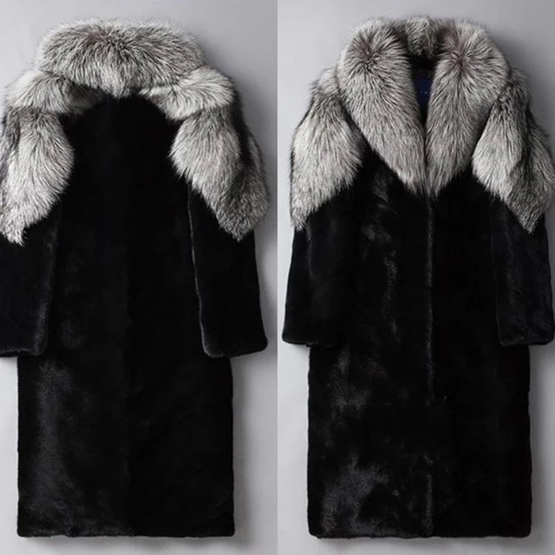 Low-Price Sales are Limited NEW PLUS SIZE S-6XL Luxury Men's Mink Coat Winter Warm Snow Outerwear Evening Nightclub Party Long Trench Coat Fur Husband Boyfriend Lover Gifts Men Male Luxury Fashion Apparel Supplies Clothing Pr