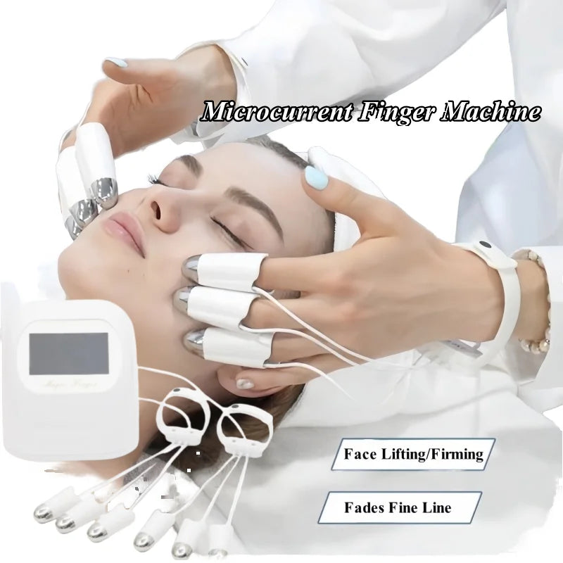 Women EMS NEW Technology T-Face ABS Golden Finger Machine Microcurrent Body Facial Beauty Device with EMS Technology LED UK/EU/AU/US  Plug Lifting Fade Fine Lines Beauty Salon Devices Ladies Skin Care Supplies