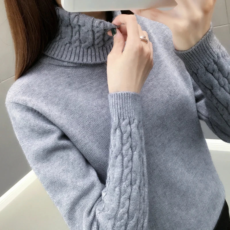 S-XL 4 Colors Women Sweater Turtleneck Pullovers Autumn Winter Sweaters New Arrival Long Sleeves Thick Warm Female Sweater