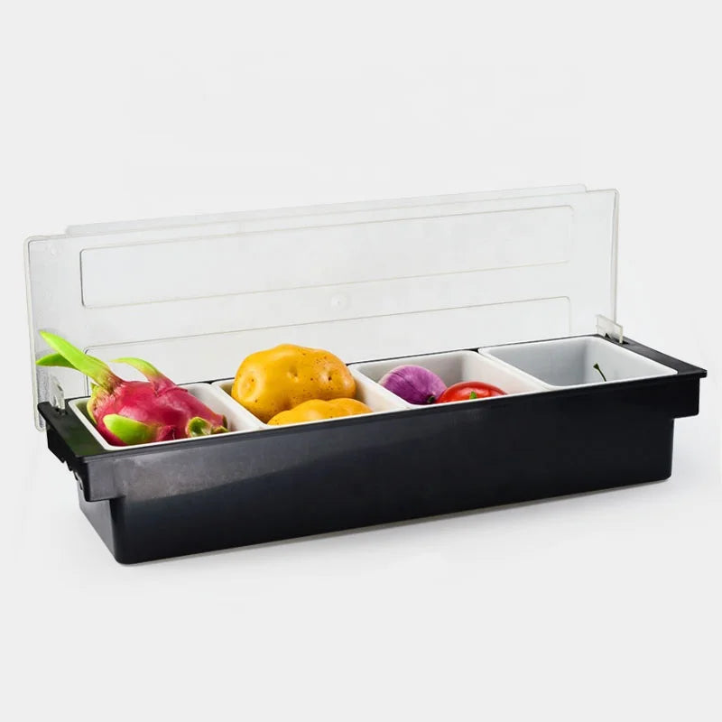 ABS Plastic 3/4/5/6 Section Pizza Ingredients Preparation Organizer Box Fruits Cheese Sauce Box Pizza Making Storage Tool Accessories Cooking Kitchenware Supplies
