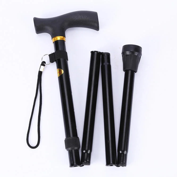 3 Colors Foldable Aluminum Alloy Walking Stick Plastic Handle Portable Trekking Poles Non-Slip Lightweight Telescopic 250 Lb Capacity Disability Tools