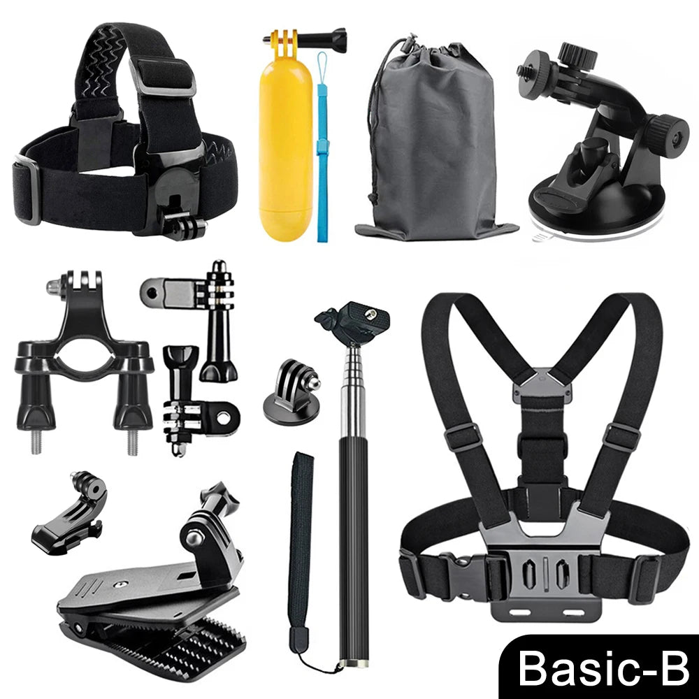 Full Set for Xiaomi GO-PRO SJ Camera Accessories Set for Go Pro Hero 13 12 11 10 9 8 7 6 5 4 Black Mount for DJI Insta360 for Sjcam Action Camera