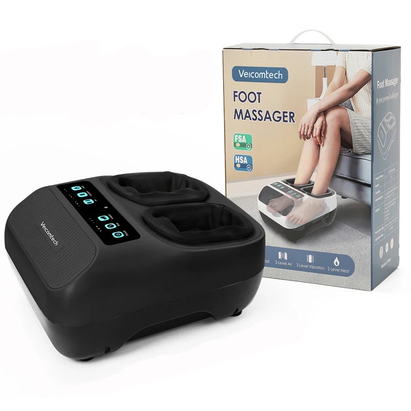 NEW Arrivals Heat Kneading and Air Compression Electric Remote Control Foot Massager Vibration Air Pressure Massage Machine Arthritis Blood Circulation Therapy Pain Relief Treatment Relaxation Health Care Supplies