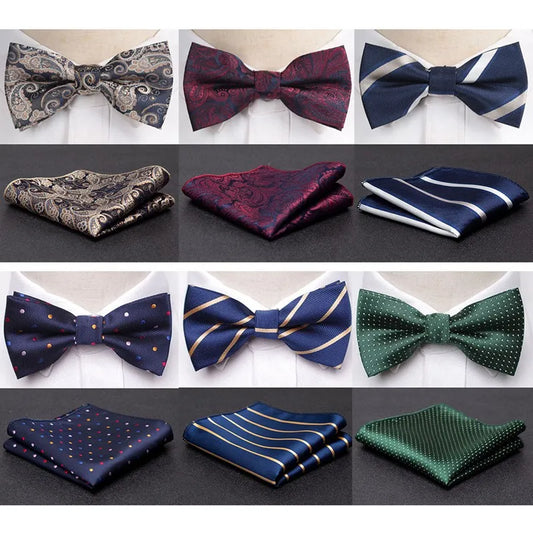 24 Types/Colors Men Luxurious Bowtie Cravat Set Fashion Butterfly Party Wedding Business Ties Jacquard Bow Tie Men Bowknot Accessories Male Apparel Formal Clothing Supplies